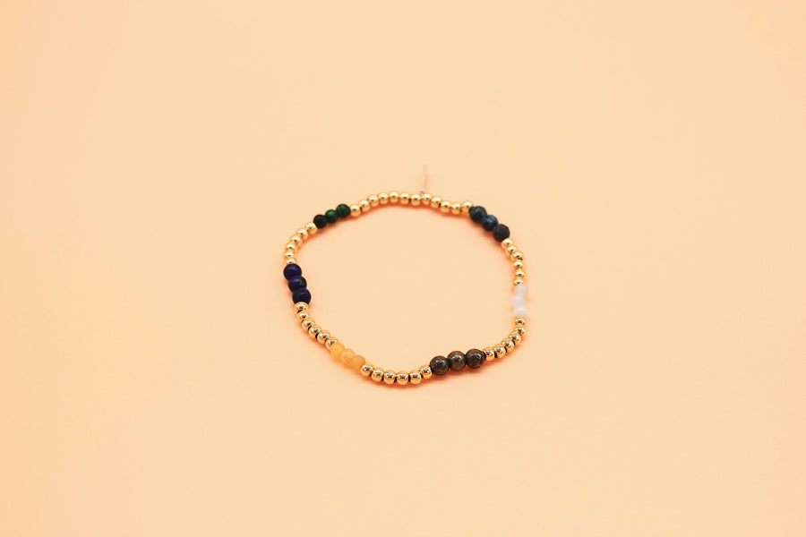 Rainbow 18K Gold Beads Bracelet